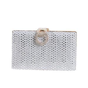 6608 Fashion Rhinestone Evening Handbag Shiny Clutch Bag Silver